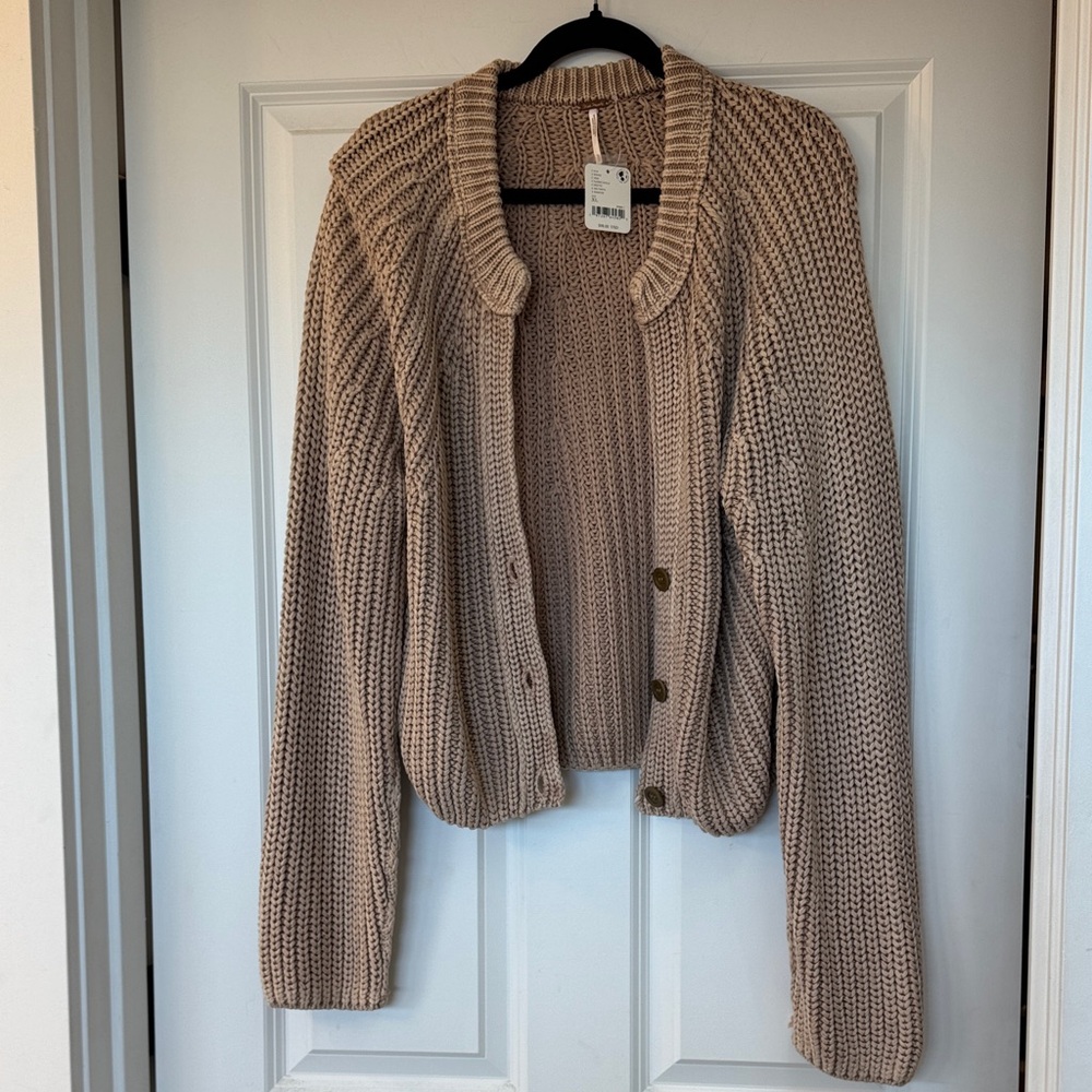 Free People Chunky Knit Beige Sweater